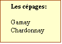Zone de Texte: Les cpages:  
	
Gamay
Chardonnay
