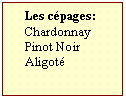 Zone de Texte: Les cpages:  
Chardonnay
Pinot Noir
Aligot	


