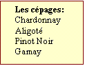Zone de Texte: Les cpages:  
Chardonnay
Aligot
Pinot Noir Gamay	
