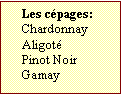 Zone de Texte: Les cpages:  
Chardonnay
Aligot
Pinot Noir Gamay	
