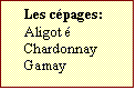 Zone de Texte: Les cpages:  
Aligot	
Chardonnay
Gamay	
